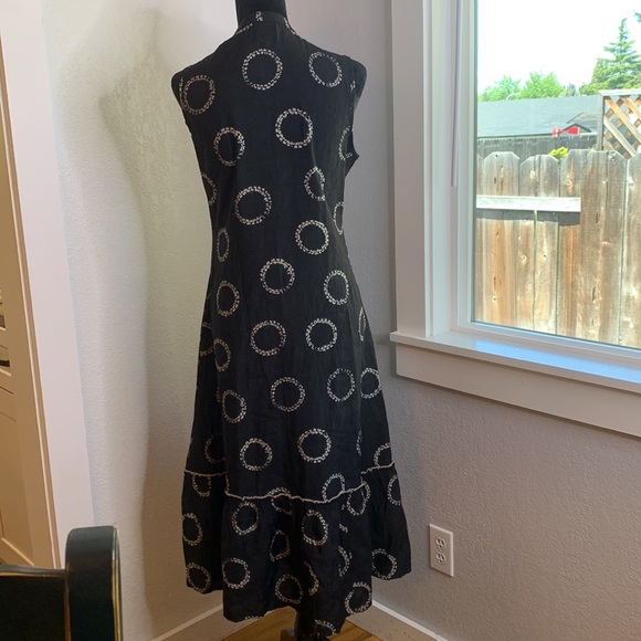 Anora black embroidered sleeveless long duster lightweight open front - Picture 2 of 7